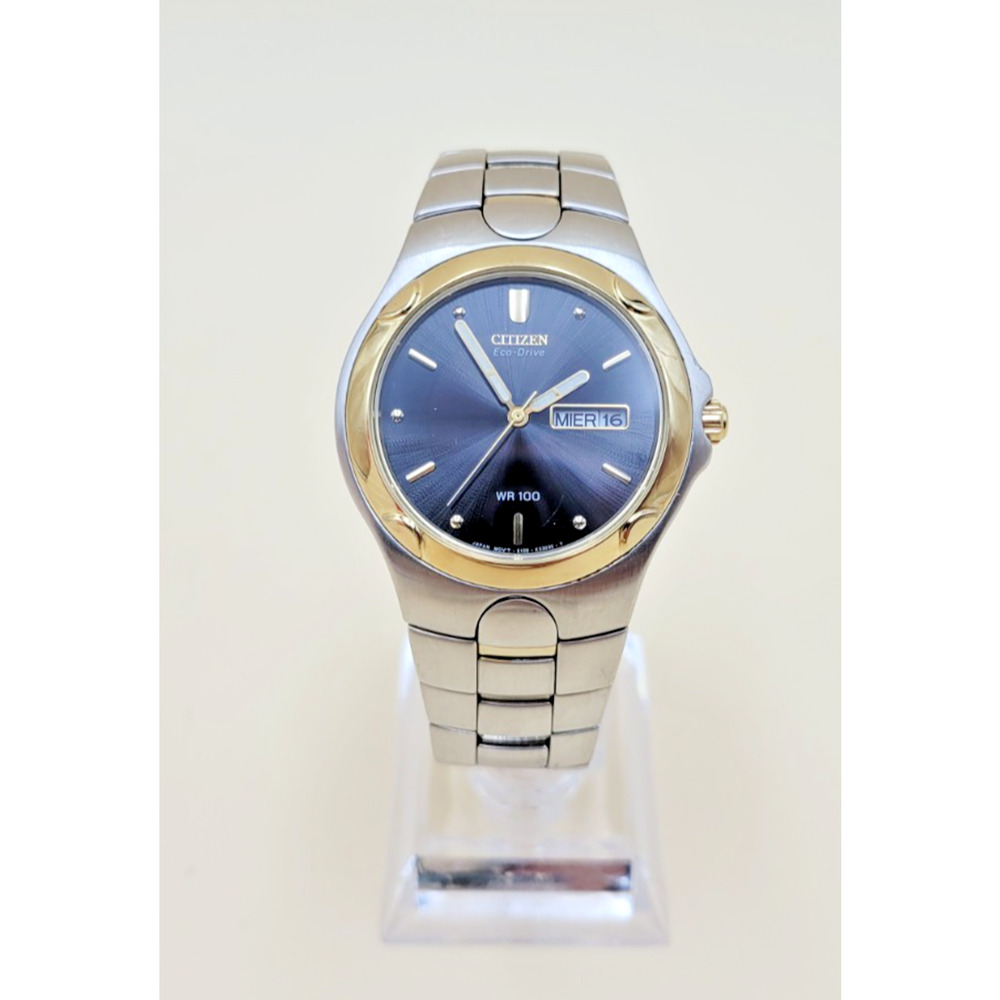 Citizen Eco-Drive Black Dial Date Day St. Steel Quartz Watch E101-K17543